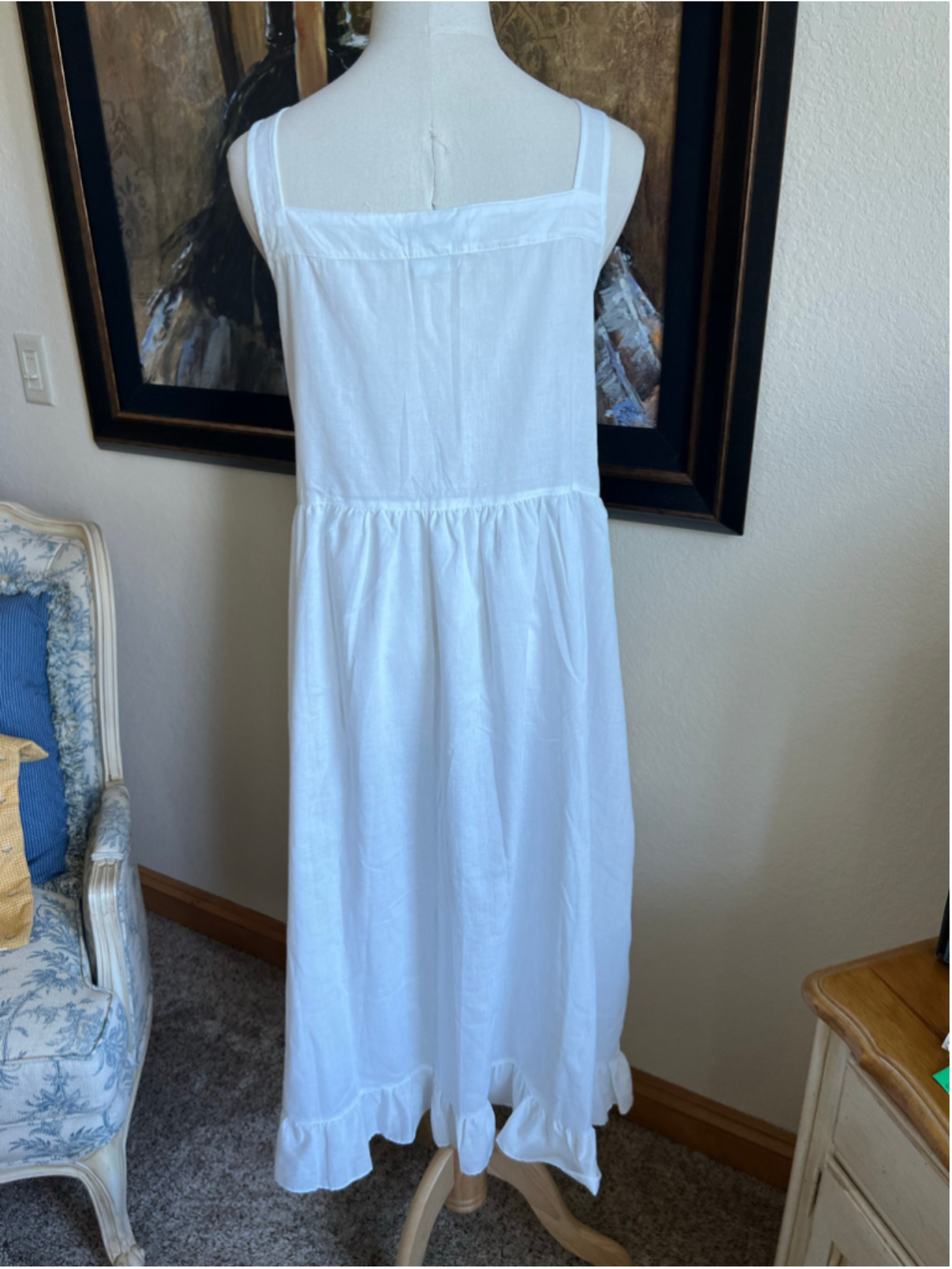 Vintage Never Worn Laura Ashley White Midi Dress Size XL Boho Feminine - Picture 9 of 9